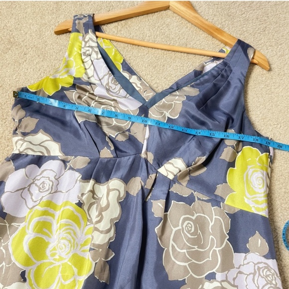 Boden Limited Edition Silk Dress Sleeveless Oversized Floral Print Steel Blue 12 - Picture 7 of 13